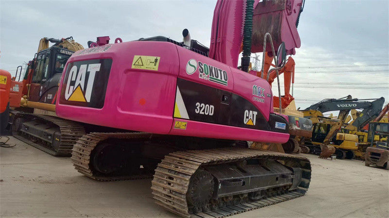 รถตีนตะขาบใช้ CAT 320D Excavators เครื่องจักรขนย้ายดิน Pink Caterpillar 320 320C 320D