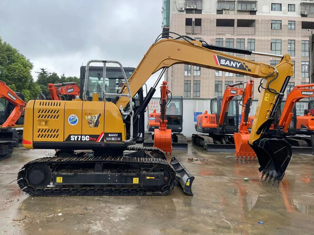 2022 เครื่องขุด Sany SY75C มือสอง เครื่องขุด Sany Crawler 7.5 ตัน
